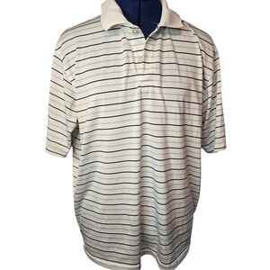 Men's White and Black Striped Polo Golf shirt
